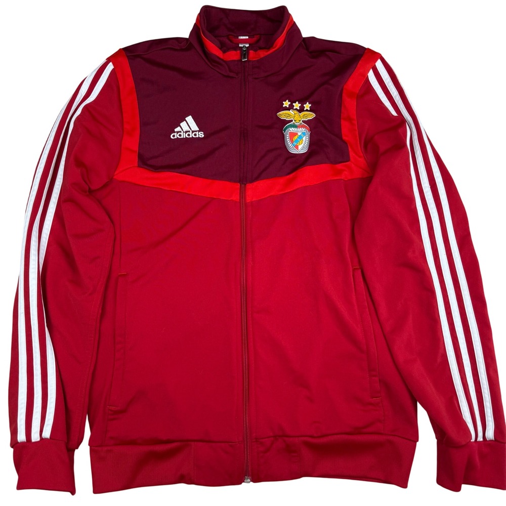 Adidas SL Benfica Track Jacket Red Mens Small Soccer Football‎ 3-Stripes Zip Up